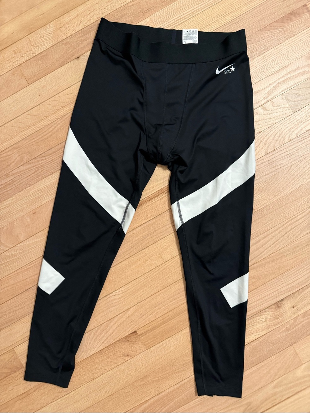 Nike Black Dri-FIT Athletic Leggings with White Panels